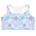 Under the Sea Sports bra features vibrant marine life designs, perfect for stylish workouts and moisture-wicking comfort.