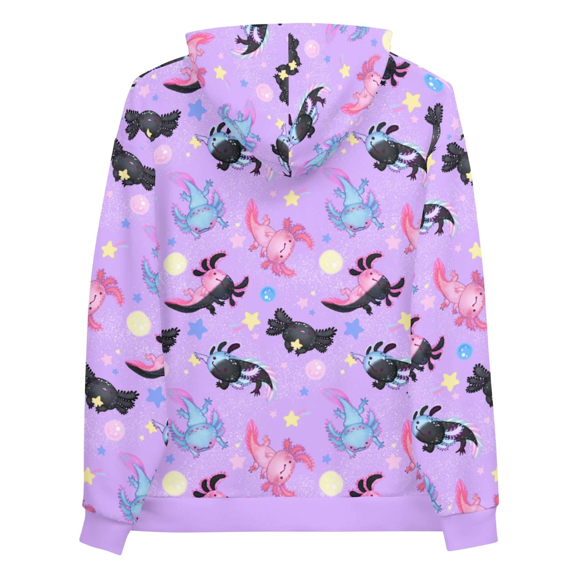 Vibrant Axolotl Hoodie featuring colorful prints, perfect for mixing and matching with your favorite outfits.