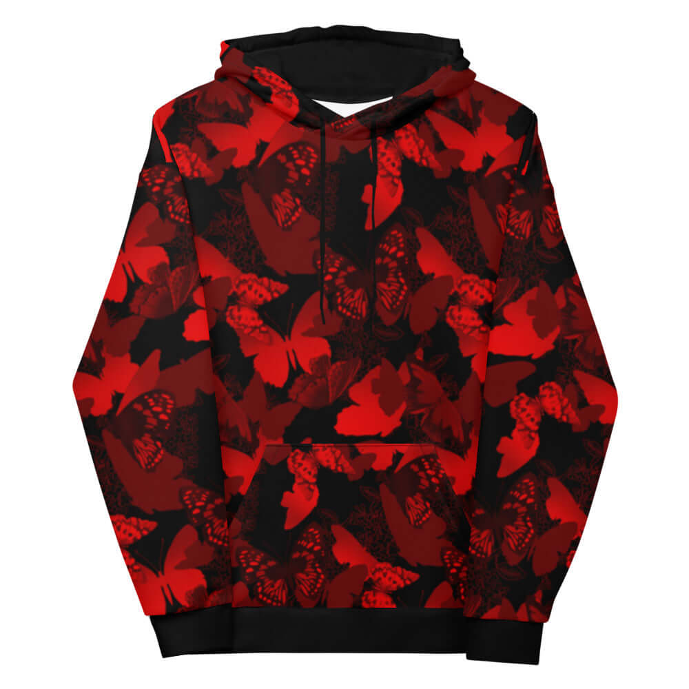 Colorful Butterfly Hoodie featuring vibrant butterfly silhouettes, perfect for a stylish and comfy look.